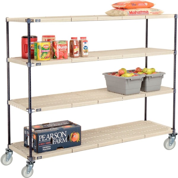 Global Equipment Nexelite reg Vented Plastic Mat Shelf Truck, 72"L x 18"W x 69"H, Polyurethane Swivel Casters C18726PPM - main